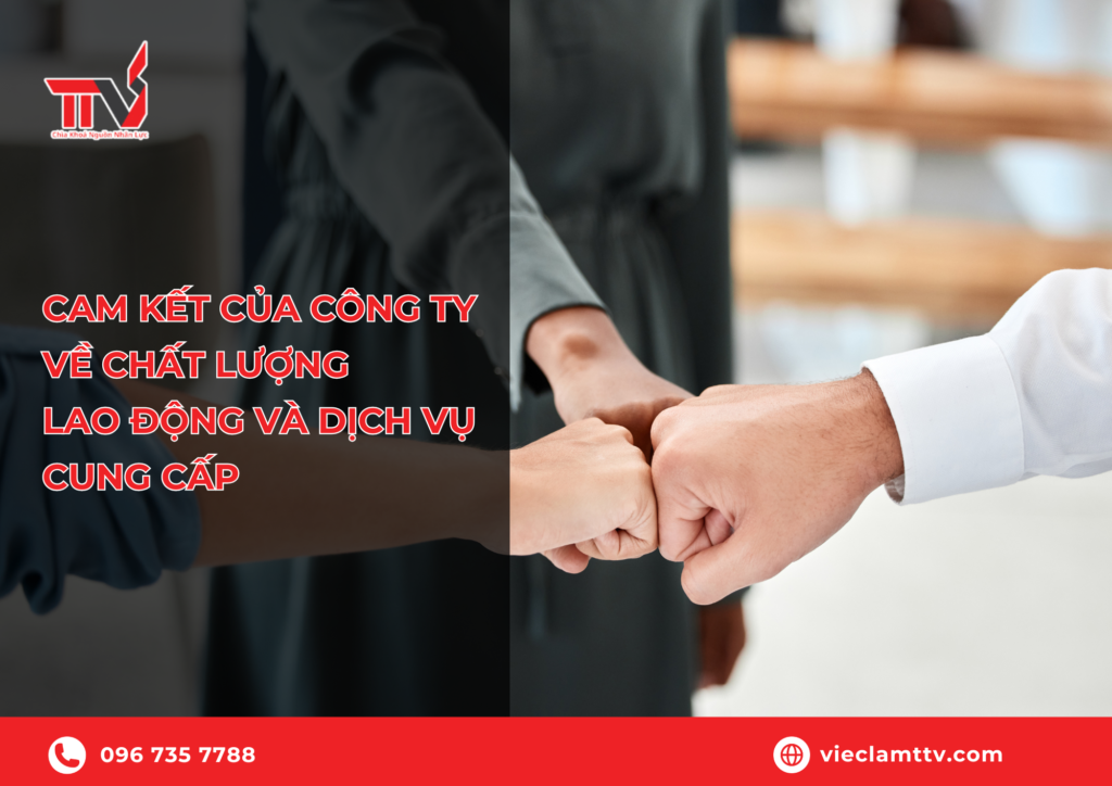 Cam kết của công ty về chất lượng lao động và dịch vụ cung cấp